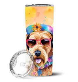 Airedale Terrier Hippie Dawg Stainless Steel Skinny Tumbler Vacuum Double Walled Reusable Insulated Tumbler Travel Cup Coffee Cocktails Lid 20 oz