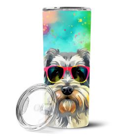 Schnauzer Hippie Dawg Stainless Steel Skinny Tumbler Vacuum Double Walled Reusable Insulated Travel Cup for Coffee with Lid, 20 oz -D