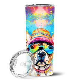 French Bulldog Hippie Dawg Stainless Steel Skinny Tumbler Vacuum Double Walled Reusable Insulated Travel Cup for Coffee with Lid, 20 oz -I