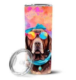 Chocolate Labrador Hippie Dawg Stainless Steel Skinny Tumbler Vacuum Double Walled Reusable Insulated Tumbler Travel Cup Coffee Cocktails Lid 20 oz