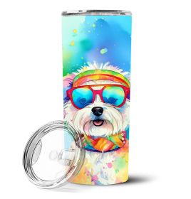 Bichon Frise Hippie Dawg Stainless Steel Skinny Tumbler Vacuum Double Walled Reusable Insulated Tumbler Travel Cup Coffee Cocktails Lid 20 oz