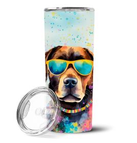 Chocolate Labrador Hippie Dawg Stainless Steel Skinny Tumbler Vacuum Double Walled Reusable Insulated Travel Cup for Coffee with Lid, 20 oz -L