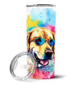 Yellow Labrador Hippie Dawg Stainless Steel Skinny Tumbler Vacuum Double Walled Reusable Insulated Travel Cup for Coffee with Lid, 20 oz -D