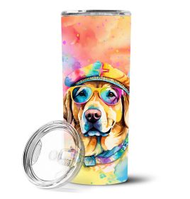 Yellow Labrador Hippie Dawg Stainless Steel Skinny Tumbler Vacuum Double Walled Reusable Insulated Travel Cup for Coffee with Lid, 20 oz -C