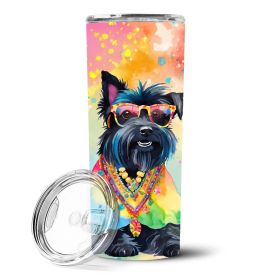 Scottish Terrier Hippie Dawg Stainless Steel Skinny Tumbler Vacuum Double Walled Reusable Insulated Travel Cup for Coffee with Lid, 20 oz -D