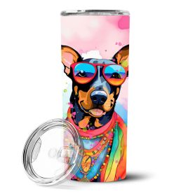 Doberman Pinscher Hippie Dawg Stainless Steel Skinny Tumbler Vacuum Double Walled Reusable Insulated Travel Cup for Coffee with Lid, 20 oz -F