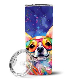 Chihuahua Hippie Dawg Stainless Steel Skinny Tumbler Vacuum Double Walled Reusable Insulated Travel Cup for Coffee with Lid, 20 oz -H