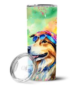 Collie Hippie Dawg Stainless Steel Skinny Tumbler Vacuum Double Walled Reusable Insulated Tumbler Travel Cup Coffee Cocktails Lid 20 oz