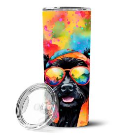 Scottish Terrier Hippie Dawg Stainless Steel Skinny Tumbler Vacuum Double Walled Reusable Insulated Travel Cup for Coffee with Lid, 20 oz -F