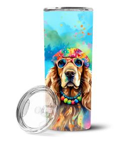Cocker Spaniel Hippie Dawg Stainless Steel Skinny Tumbler Vacuum Double Walled Reusable Insulated Travel Cup for Coffee with Lid, 20 oz -A