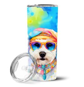 Bichon Frise Hippie Dawg Stainless Steel Skinny Tumbler Vacuum Double Walled Reusable Insulated Travel Cup for Coffee with Lid, 20 oz -B