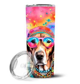 Weimaraner Hippie Dawg Stainless Steel Skinny Tumbler Vacuum Double Walled Reusable Insulated Travel Cup for Coffee with Lid, 20 oz -J