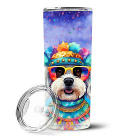 Bichon Frise Hippie Dawg Stainless Steel Skinny Tumbler Vacuum Double Walled Reusable Insulated Travel Cup for Coffee with Lid, 20 oz -C