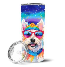 Westie Hippie Dawg Stainless Steel Skinny Tumbler Vacuum Double Walled Reusable Insulated Travel Cup for Coffee with Lid, 20 oz -E