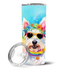 Westie Hippie Dawg Stainless Steel Skinny Tumbler Vacuum Double Walled Reusable Insulated Travel Cup for Coffee with Lid, 20 oz -D