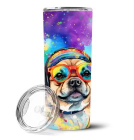 Pug Hippie Dawg Stainless Steel Skinny Tumbler Vacuum Double Walled Reusable Insulated Travel Cup for Coffee with Lid, 20 oz -K