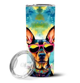 Doberman Pinscher Hippie Dawg Stainless Steel Skinny Tumbler Vacuum Double Walled Reusable Insulated Travel Cup for Coffee with Lid, 20 oz -G