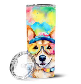 Corgi Hippie Dawg Stainless Steel Skinny Tumbler Vacuum Double Walled Reusable Insulated Travel Cup for Coffee with Lid, 20 oz -I
