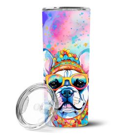 French Bulldog Hippie Dawg Stainless Steel Skinny Tumbler Vacuum Double Walled Reusable Insulated Travel Cup for Coffee with Lid, 20 oz -K