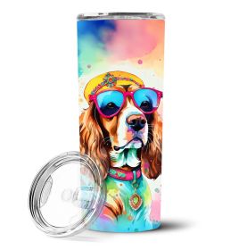 Cavalier Spaniel Hippie Dawg Stainless Steel Skinny Tumbler Vacuum Double Walled Reusable Insulated Travel Cup for Coffee with Lid, 20 oz -B