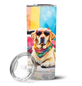 Yellow Labrador Hippie Dawg Stainless Steel Skinny Tumbler Vacuum Double Walled Reusable Insulated Travel Cup for Coffee with Lid, 20 oz -B