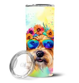 Cairn Terrier Hippie Dawg Stainless Steel Skinny Tumbler Vacuum Double Walled Reusable Insulated Travel Cup for Coffee with Lid, 20 oz -C