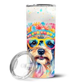 Yorkshire Terrier Hippie Dawg Stainless Steel Skinny Tumbler Vacuum Double Walled Reusable Insulated Travel Cup for Coffee with Lid, 20 oz -G
