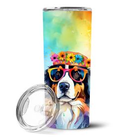 Bernese Mountain Dog Hippie Dawg Stainless Steel Skinny Tumbler Vacuum Double Walled Reusable Insulated Travel Cup for Coffee with Lid, 20 oz -K