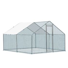 10 x 10 ft Large Metal penWalk-in Poultry Cage Chicken Hen Run House with Waterproof Cover Rabbits s Dogs Farm Pen for Outdoor Backyard Farm Garden