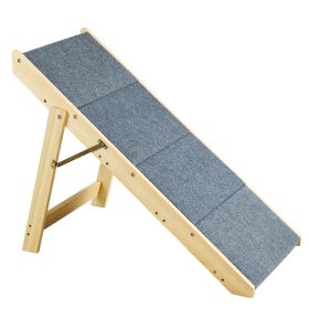 VEVOR Wood Pet Stairs/Pet Steps 2-in-1 Foldable Wooden Dog Stair for Beds Sofa & Cars Dog Stairs & Ramp with 4 Steps for S/M/L Pet up to 150 lbs