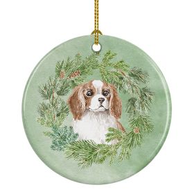 Cavalier Spaniel Blenheim Puppy Wide Eyed Christmas Wreath Ceramic Ornament Christmas Tree Hanging Decorations for Home Christmas HolidayParty