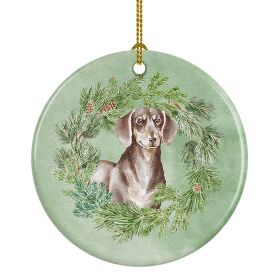 Dachshund Chocolate & Tan Christmas Wreath Ceramic Ornament Christmas Tree Hanging Decorations for Home Christmas HolidayParty