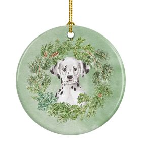 Dalmatian Puppy Sitting Pretty Christmas Wreath Ceramic Ornament Christmas Tree Hanging Decorations for Home Christmas HolidayParty