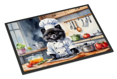 Pomeranian The Chef Doormat Front Door Mat Indoor Outdoor Rugs for Entryway, Non Slip Washable Low Pile, 18H X 27W -C