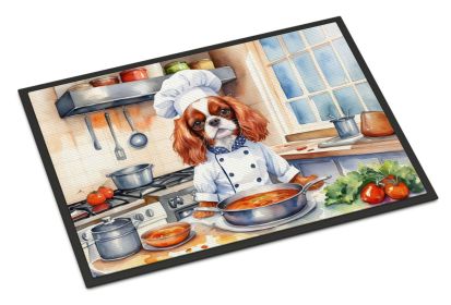 Cavalier Spaniel The Chef Doormat Front Door Mat Indoor Outdoor Rugs for Entryway, Non Slip Washable Low Pile, 18H X 27W -B