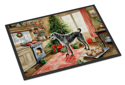 Irish Wolfhound Christmas Cookies Doormat Front Door Mat Indoor Outdoor Rugs for Entryway, Non Slip Washable Low Pile, 18H X 27W -F