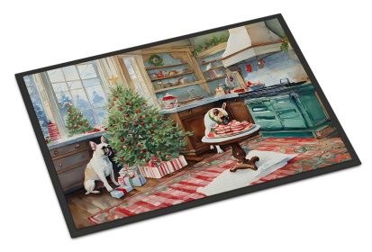 French Bulldog Christmas Cookies Doormat Front Door Mat Indoor Outdoor Rugs for Entryway, Non Slip Washable Low Pile, 18H X 27W -A