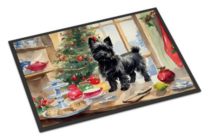 Cairn Terrier Christmas Cookies Doormat Front Door Mat Indoor Outdoor Rugs for Entryway, Non Slip Washable Low Pile, 18H X 27W -K