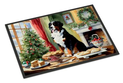 Bernese Mountain Dog Christmas Cookies Doormat Front Door Mat Indoor Outdoor Rugs for Entryway, Non Slip Washable Low Pile, 18H X 27W -M