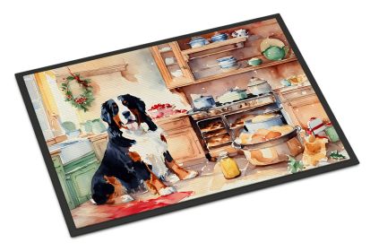Bernese Mountain Dog Christmas Cookies Doormat Front Door Mat Indoor Outdoor Rugs for Entryway, Non Slip Washable Low Pile, 18H X 27W -A