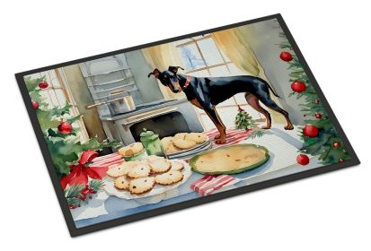 Doberman Pinscher Christmas Cookies Doormat Front Door Mat Indoor Outdoor Rugs for Entryway, Non Slip Washable Low Pile, 18H X 27W -M