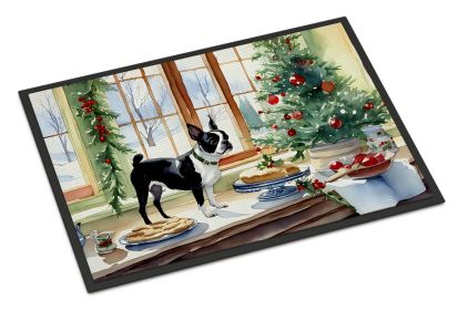 Boston Terrier Christmas Cookies Doormat Front Door Mat Indoor Outdoor Rugs for Entryway, Non Slip Washable Low Pile, 18H X 27W -J