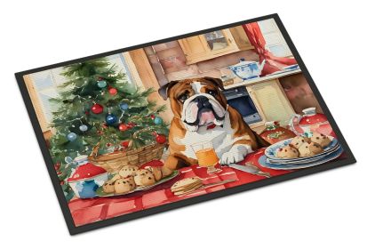 English Bulldog Christmas Cookies Doormat Front Door Mat Indoor Outdoor Rugs for Entryway, Non Slip Washable Low Pile, 18H X 27W -B
