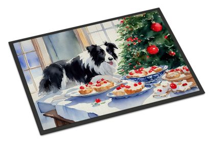 Border Collie Christmas Cookies Doormat Front Door Mat Indoor Outdoor Rugs for Entryway, Non Slip Washable Low Pile, 18H X 27W -H