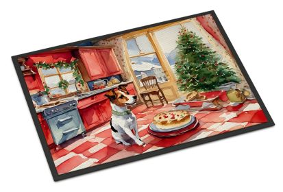 Jack Russell Terrier Christmas Cookies Doormat Front Door Mat Indoor Outdoor Rugs for Entryway, Non Slip Washable Low Pile, 18H X 27W -D