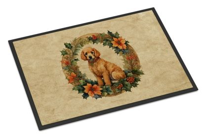 Poodle Christmas Flowers Doormat Front Door Mat Indoor Outdoor Rugs for Entryway, Non Slip Washable Low Pile, 18H X 27W -I