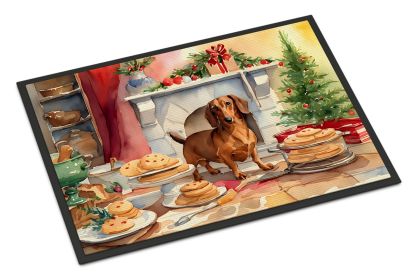 Dachshund Christmas Cookies Doormat Front Door Mat Indoor Outdoor Rugs for Entryway, Non Slip Washable Low Pile, 18H X 27W -L