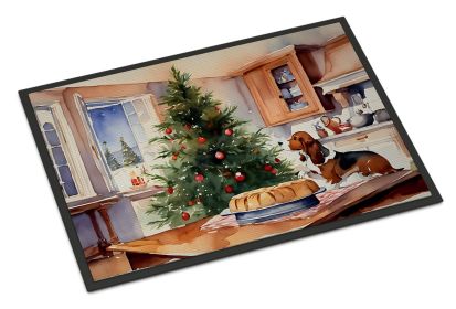 Basset Hound Christmas Cookies Doormat Front Door Mat Indoor Outdoor Rugs for Entryway, Non Slip Washable Low Pile, 18H X 27W -K