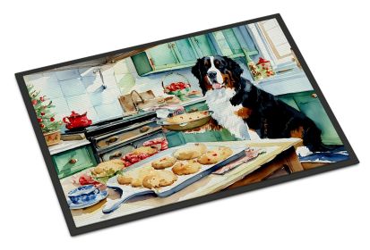Bernese Mountain Dog Christmas Cookies Doormat Front Door Mat Indoor Outdoor Rugs for Entryway, Non Slip Washable Low Pile, 18H X 27W -L