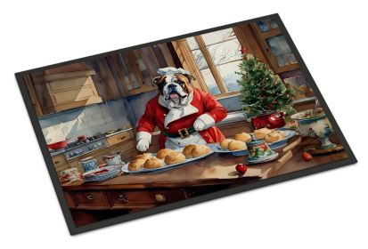 English Bulldog Christmas Cookies Doormat Front Door Mat Indoor Outdoor Rugs for Entryway, Non Slip Washable Low Pile, 18H X 27W -C